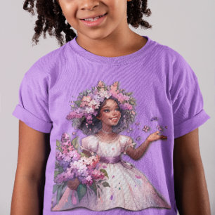 Little Girl With Beautiful Spring Flowers T-Shirt