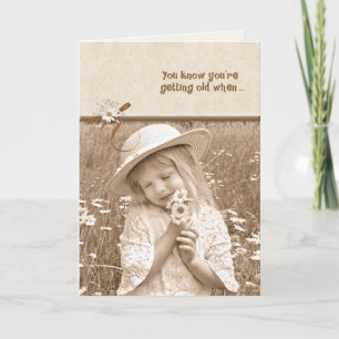 Little Girl with Birthday Daisies Card