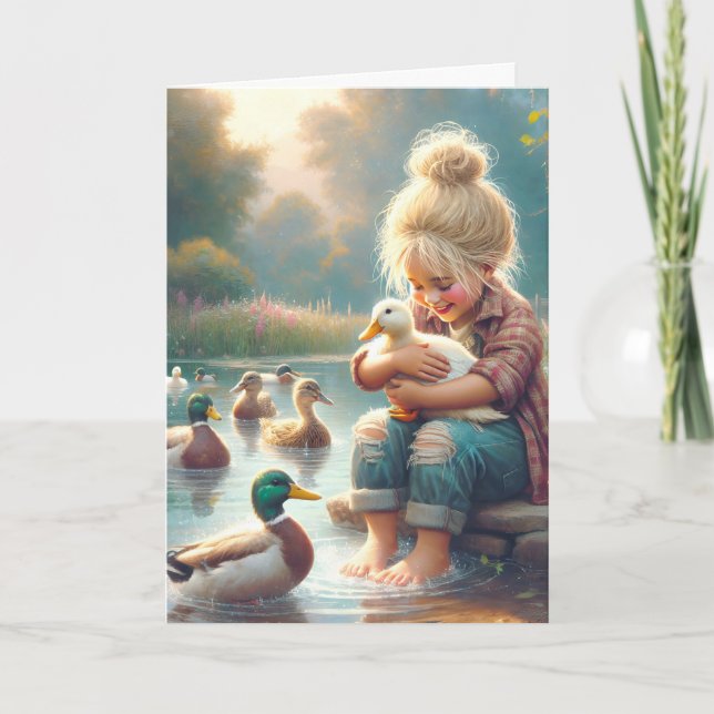 Little Girl With Ducks for Birthday Card (Front)