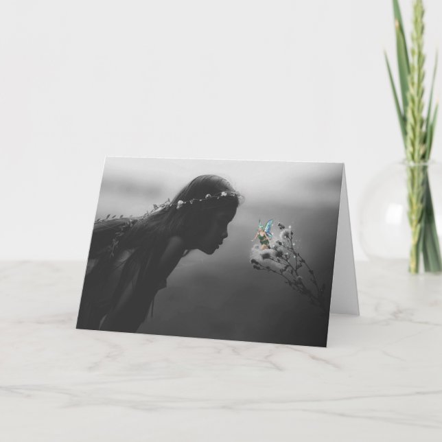 Little Girl with Fairy Birthday Greeting Card (Front)