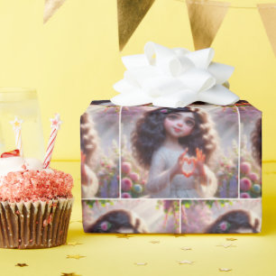 Little Girl with Fingers Forming a Heart Wrapping Paper