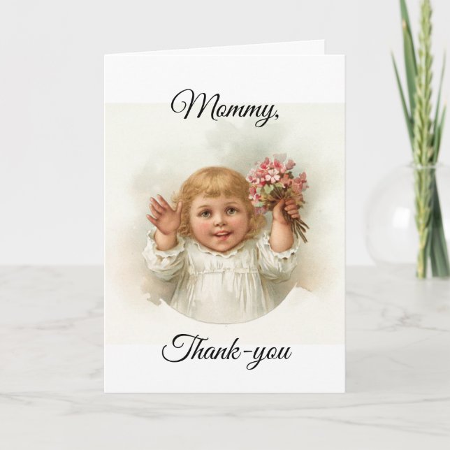 Little Girl With Flowers Card (Front)
