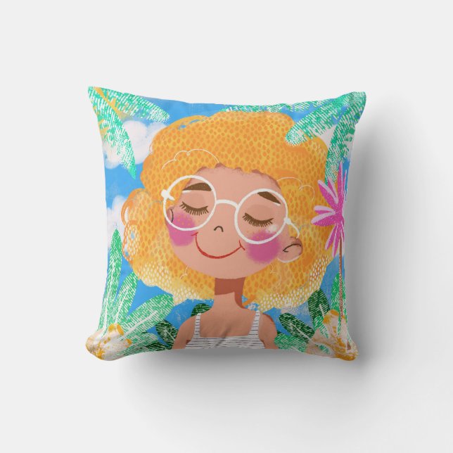 Little Girl with Flowers Cushion (Front)