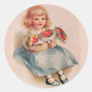 Little Girl with Flowers Stickers