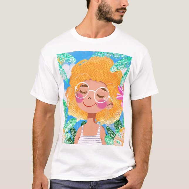 Little Girl with Flowers T-Shirt (Front)