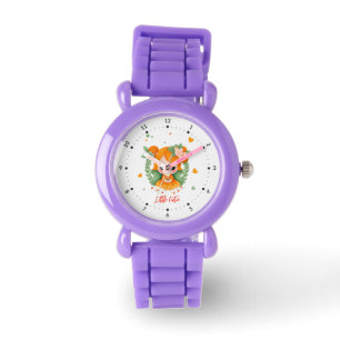 Little girl with flowers watch