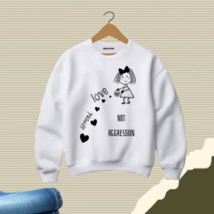 Little girl with hearts sweatshirt