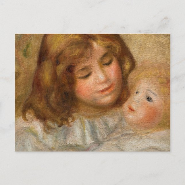 Little Girl with her Doll by Pierre-Auguste Renoir Postcard (Front)