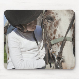 Little girl with her horse mouse mat