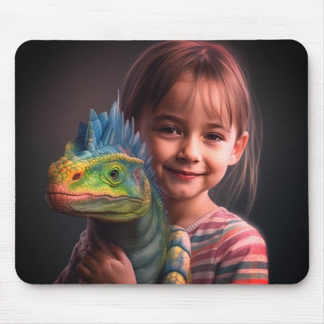 Little Girl with her Lizard Mouse Mat (Front)