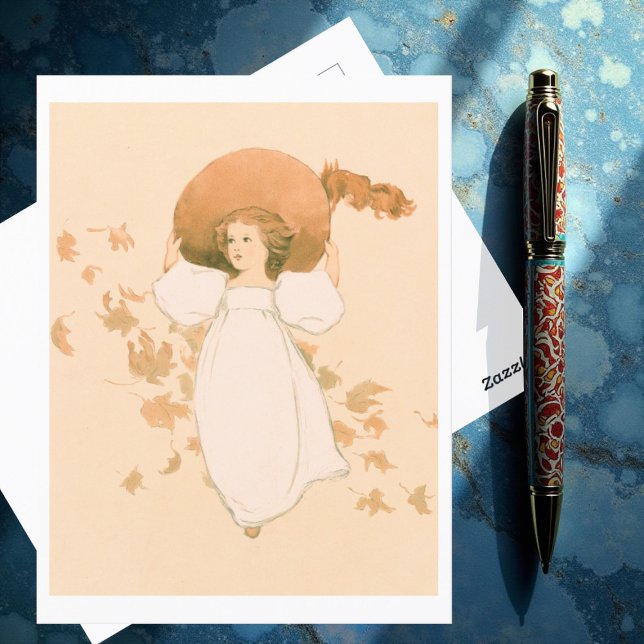 Little Girl with Leaves (ca. 1861–1897)  Postcard (Creator Uploaded)