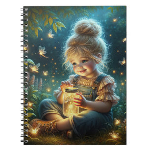 Little Girl With Lightning Bugs Notebook
