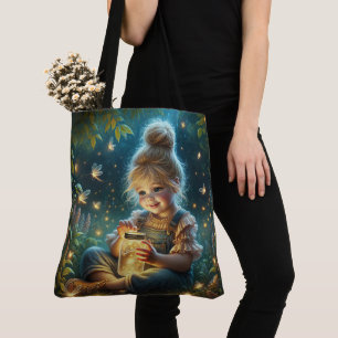 Little Girl With Lightning Bugs Tote Bag