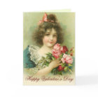 Little Girl with Pink Roses Valentine's Day