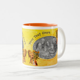 Little Girl With Puppies Personalised Photo  Two-Tone Coffee Mug