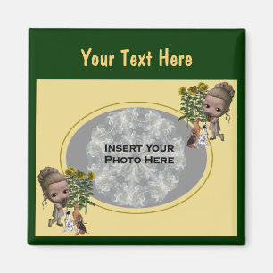 Little Girl With Puppies Photo Magnet