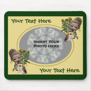 Little Girl With Puppies Photo Mouse Mat