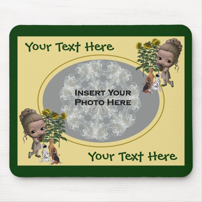 Little Girl With Puppies Photo Mouse Mat (Front)