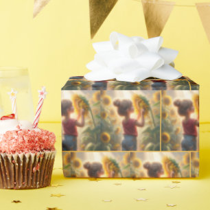 Little Girl With Sunflower Wrapping Paper