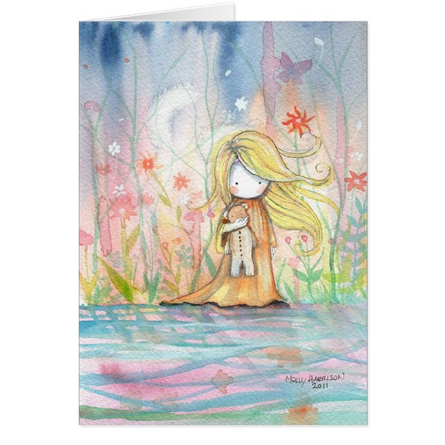 Little Girl with Teddy Bear Card (Front)