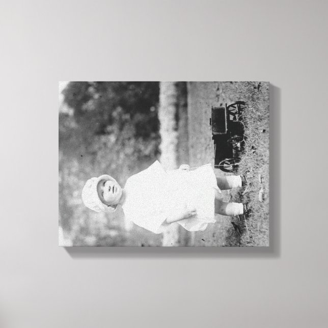 Little Girl with Toy Wagon Photograph Canvas Print (Front)