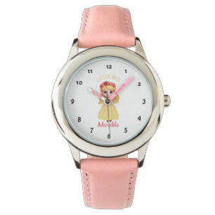 Little girl with yellow dress watch