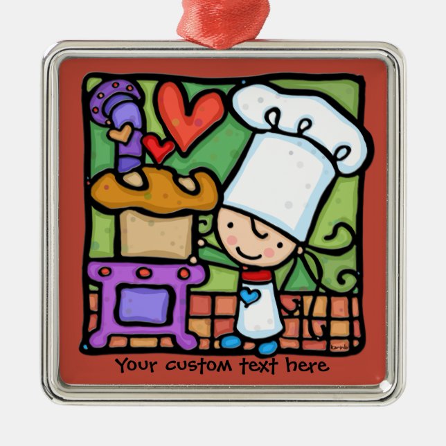 Little Girlie loves to bake bread DK RUST Metal Tree Decoration (Front)