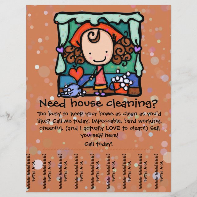 Little Girlie promotes her housecleaning business Flyer (Front)