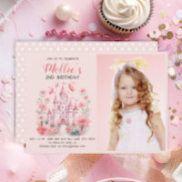 Little Girls 2nd Birthday Pink Castle Photo