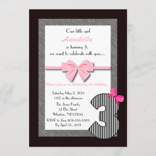 Little Girls 3rd Birthday Invitation