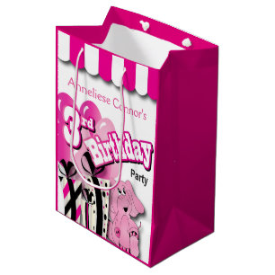 Little Girl's 3rd Birthday Party Medium Gift Bag