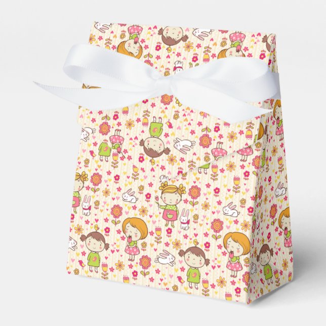 Little Girls and Springtime Flowers Tent Favour Bo Favour Box (Front Side)