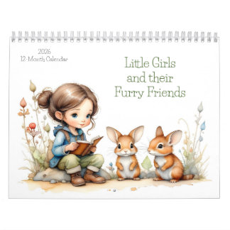 Little Girls and their Furry Friends 12 Month 2026 Calendar