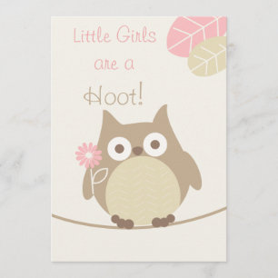 Little Girls Are a Hoot Owl Baby Shower Invitation