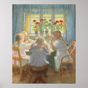 Little Girls at a Tea Party Poster
