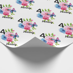 Little Girl's Birthday Custom Name & Age Gift Wrapping Paper