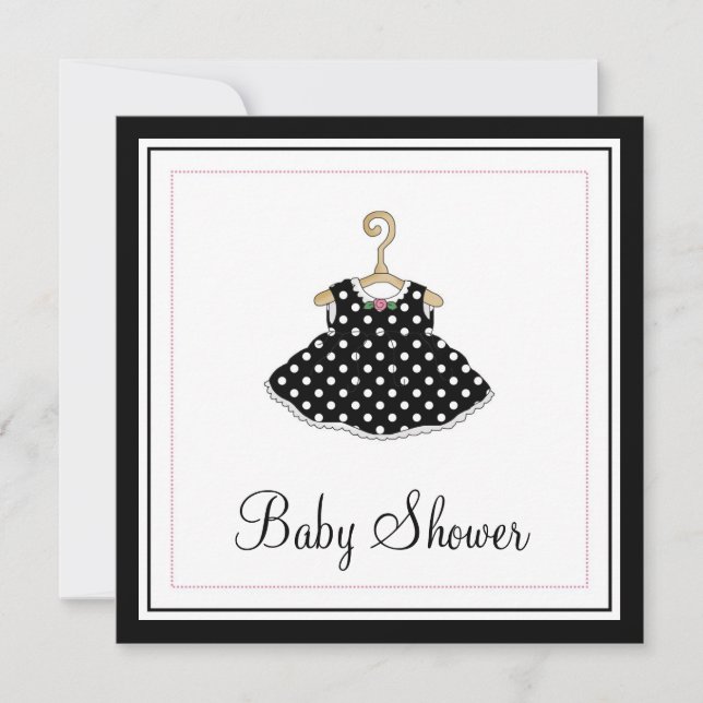 Little Girl's Black Dress Baby Shower Invitation (Front)
