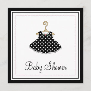 Little Girl's Black Dress Baby Shower Invitation