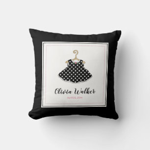 Little Girl's Black Polka Dot Dress - Baby Pillow