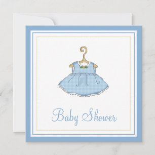 Little Girl's Blue Dress Baby Shower Invitation