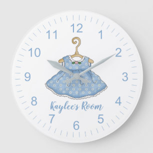 Little Girl's Blue Dress on Hanger Wall Clock