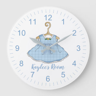 Little Girl's Blue Gingham Dress Wall Clock
