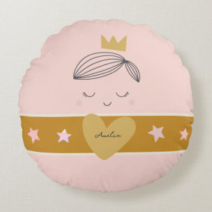 Little Girls Boho Primrose Princess  Round Cushion