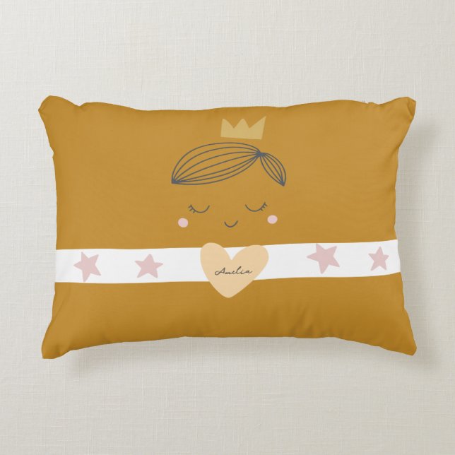 Little Girls Boho Princess Decorative Cushion (Front)