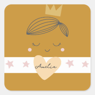 Little Girls Boho Princess Square Sticker