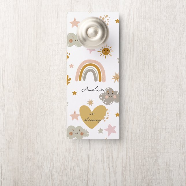 Little Girls Boho Rainbow Weather Door Hanger (On Knob)