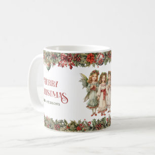 Little girls Christmas Victorian Angels with holly Coffee Mug