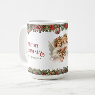 Little girls Christmas Victorian Angels with holly Coffee Mug