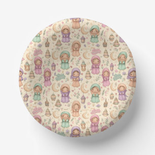 Little Girls Colourful Eid Mubarak Paper Bowls Paper Plate
