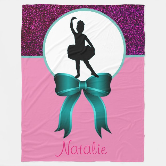 Little Girls Dance Glitter and Bow Fleece Blanket (Front)